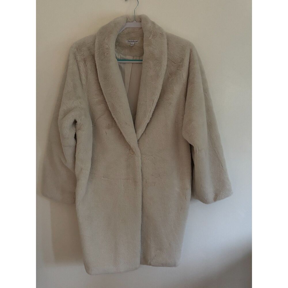Cream Faux Fur Coat 1X